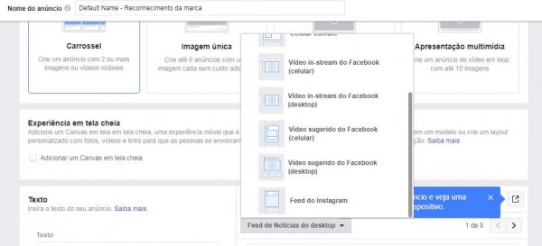 Crie os mesmos anúncios para Facebook e Instagram